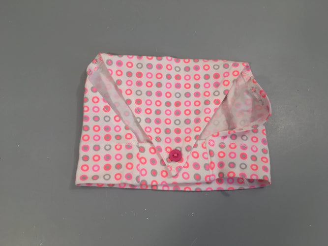 Fichu blanc à pois roses, orange et gris, moins cher chez Petit Kiwi