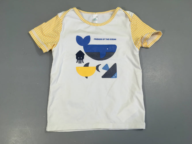 T-shirt m.c anti-uv blanc/jaune océan, moins cher chez Petit Kiwi