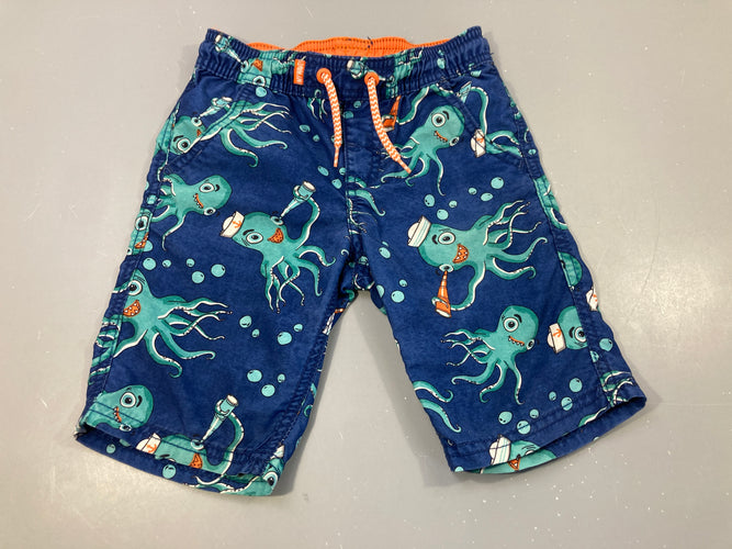Short bleu marine chiné, pieuvres, moins cher chez Petit Kiwi