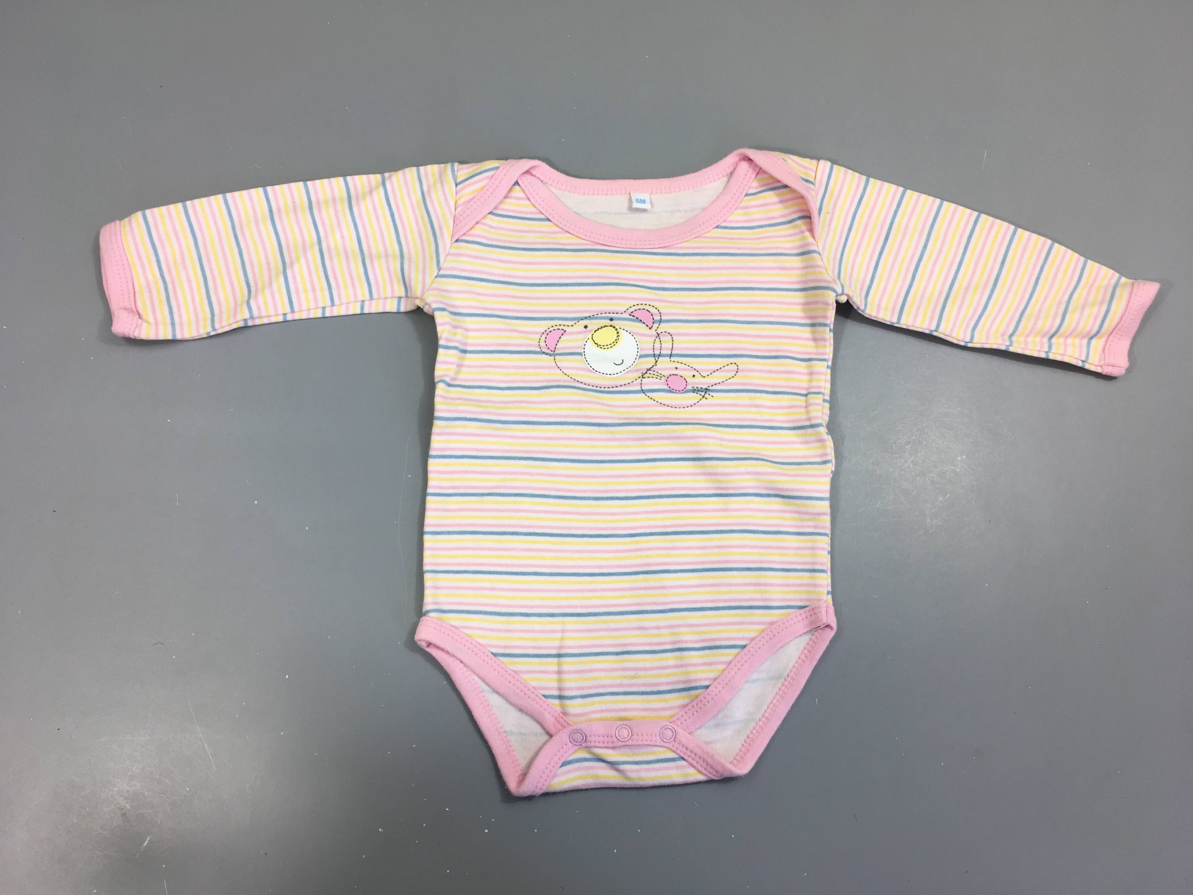 Body m.l rose rayé animaux