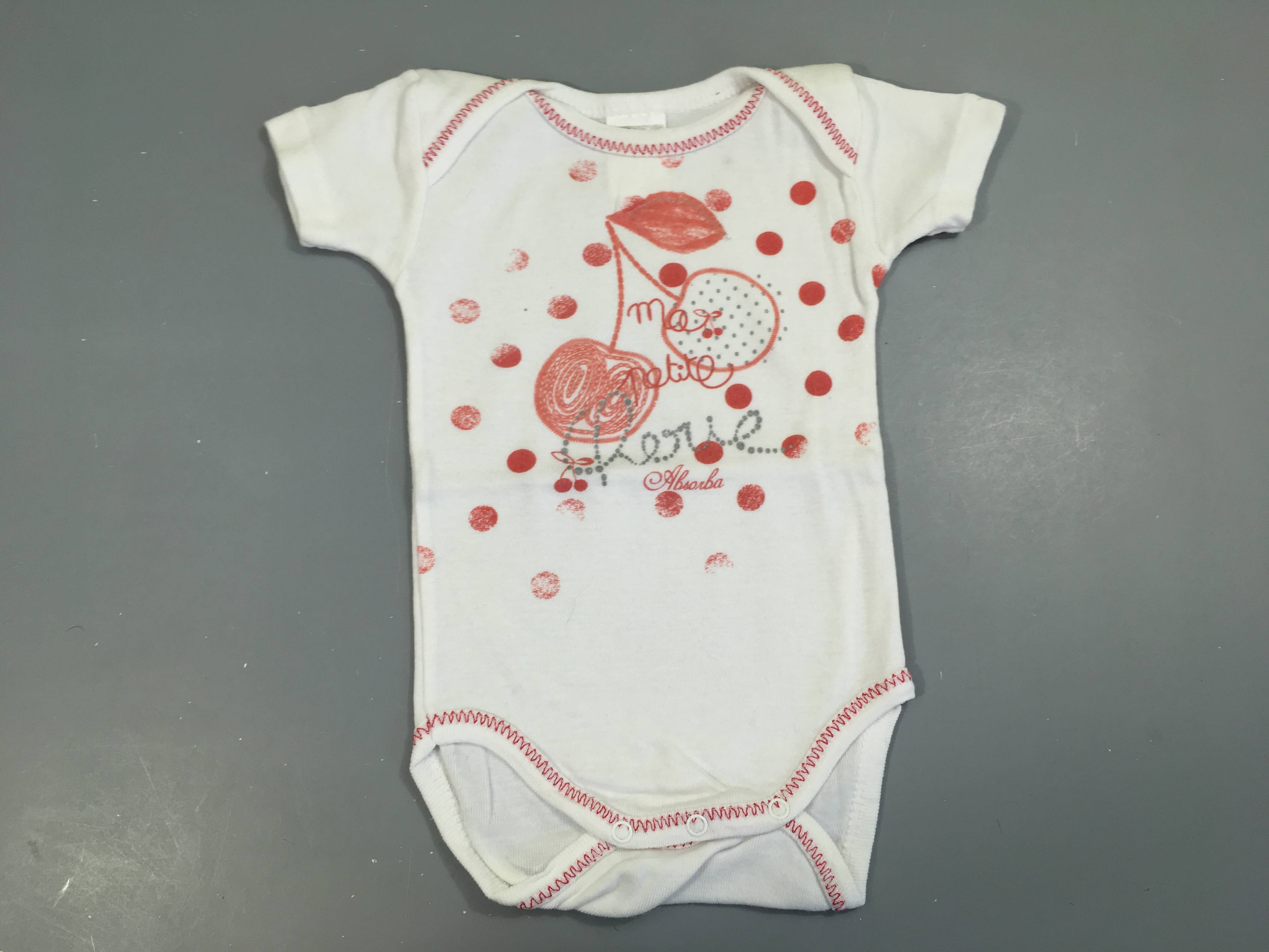 Body m.c blanc/rose cerises