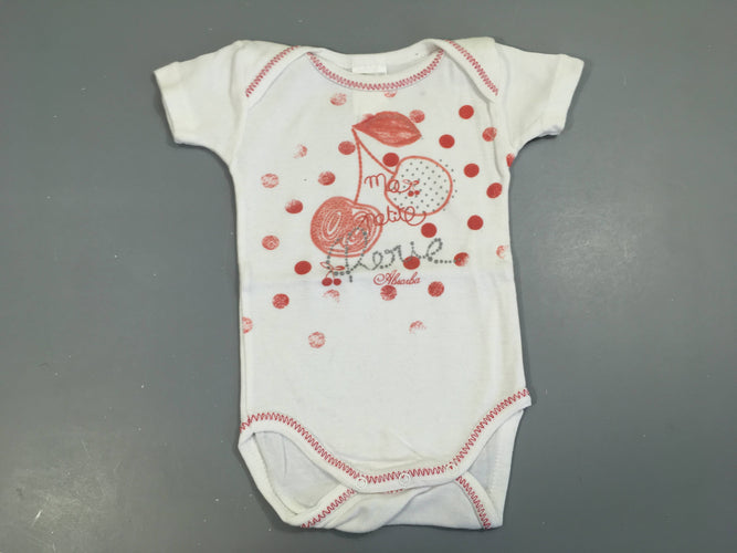 Body m.c blanc/rose cerises, moins cher chez Petit Kiwi