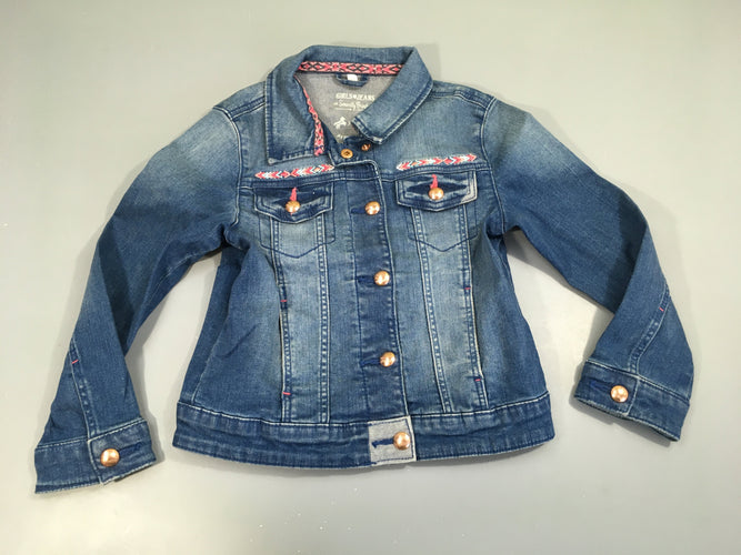 Veste jeans broderies, moins cher chez Petit Kiwi