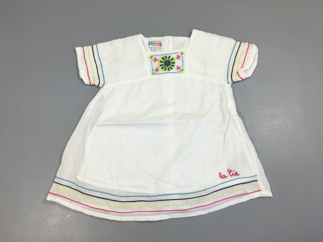 Robe m.c blanche broderies, moins cher chez Petit Kiwi