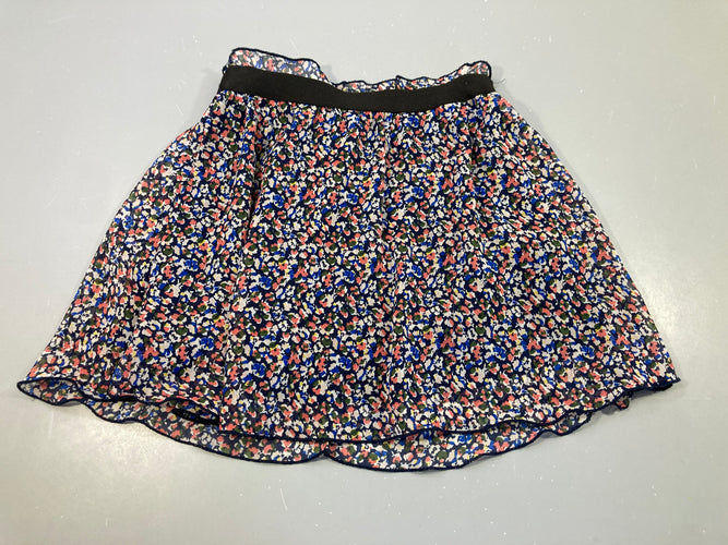 Jupe  en voile doublée bleu marine à fleurs, moins cher chez Petit Kiwi