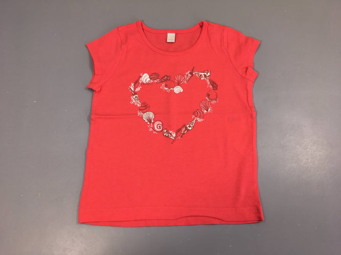 T-shirt m.c rose vif coeur, moins cher chez Petit Kiwi