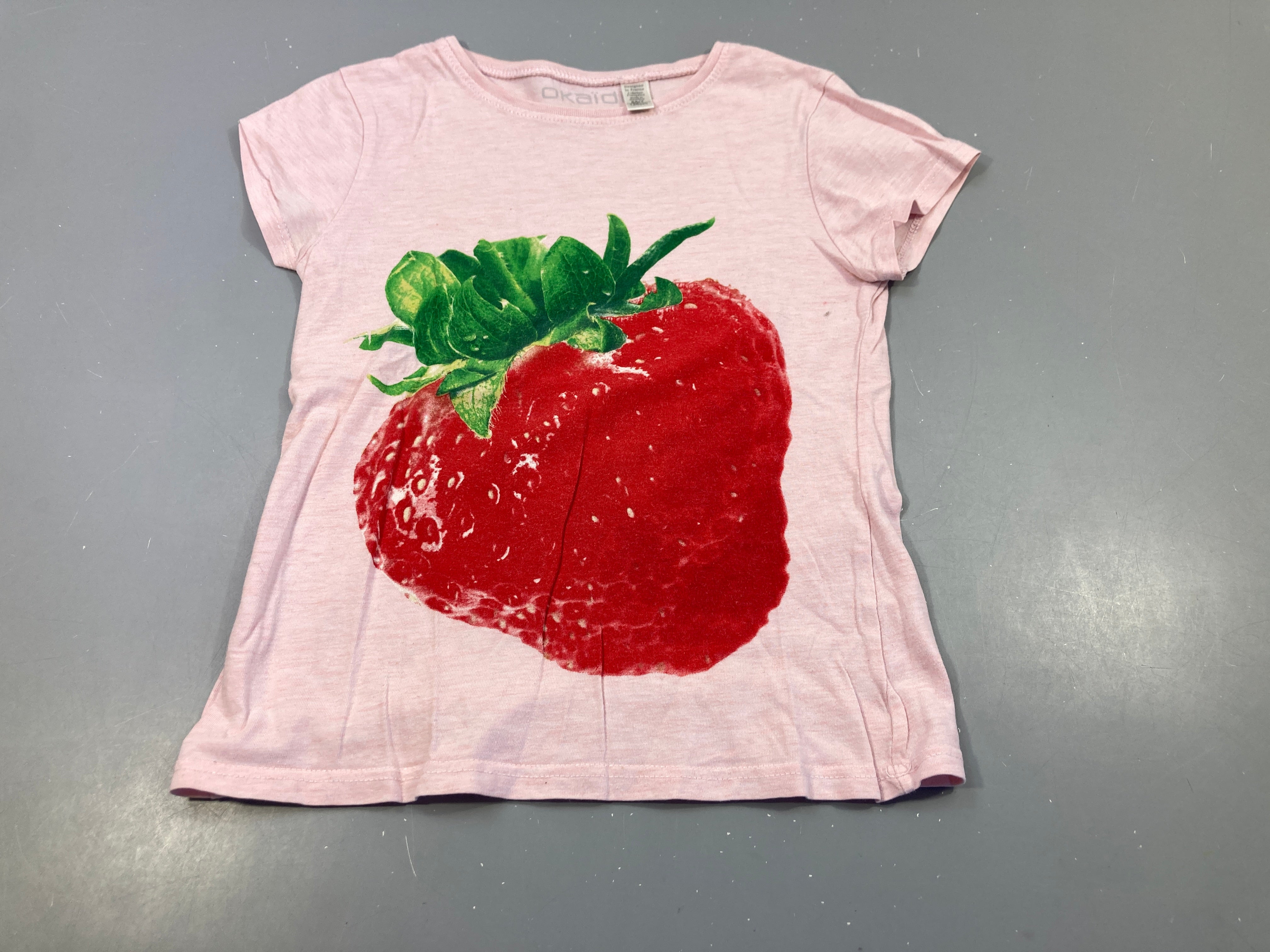 T-shirt m.c rose flammé, grosse fraise