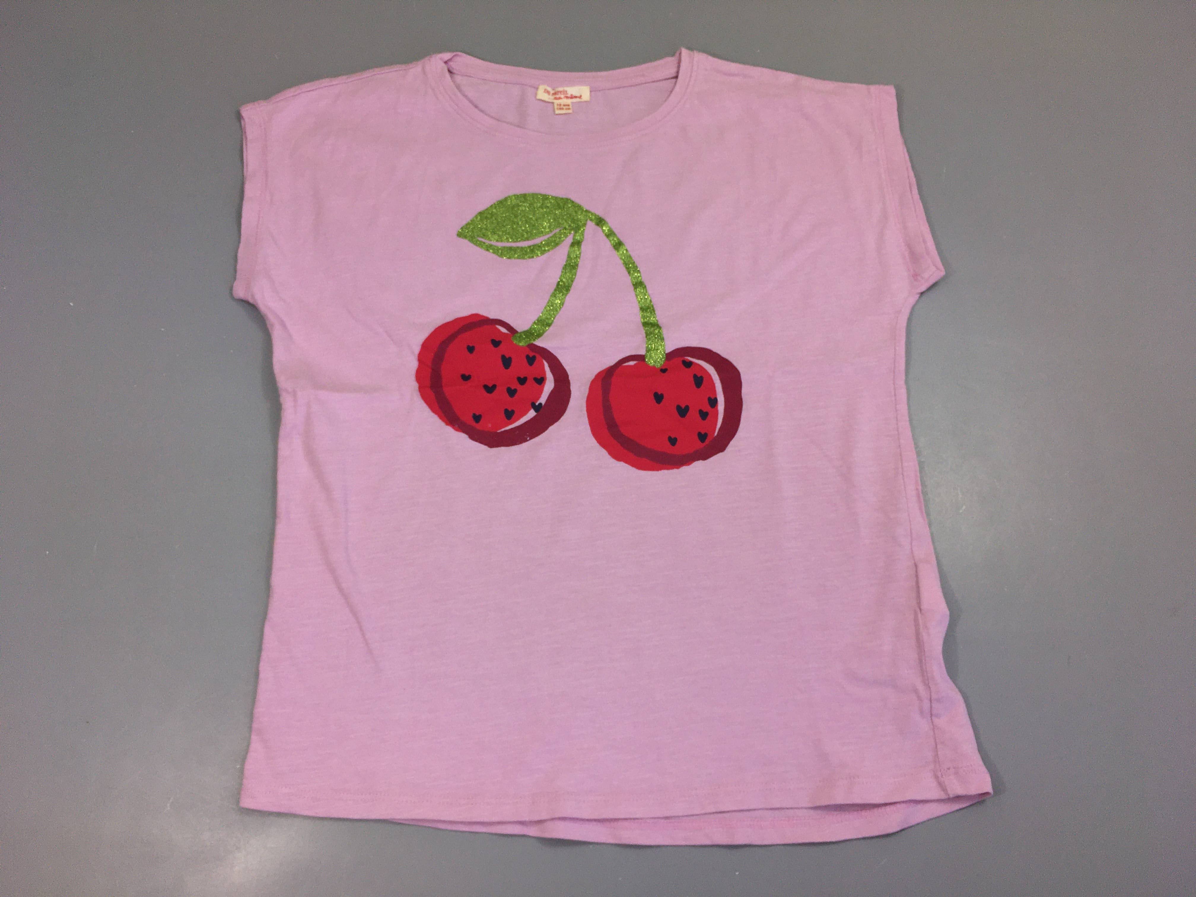 T-shirt m.c mauve flammé cerises