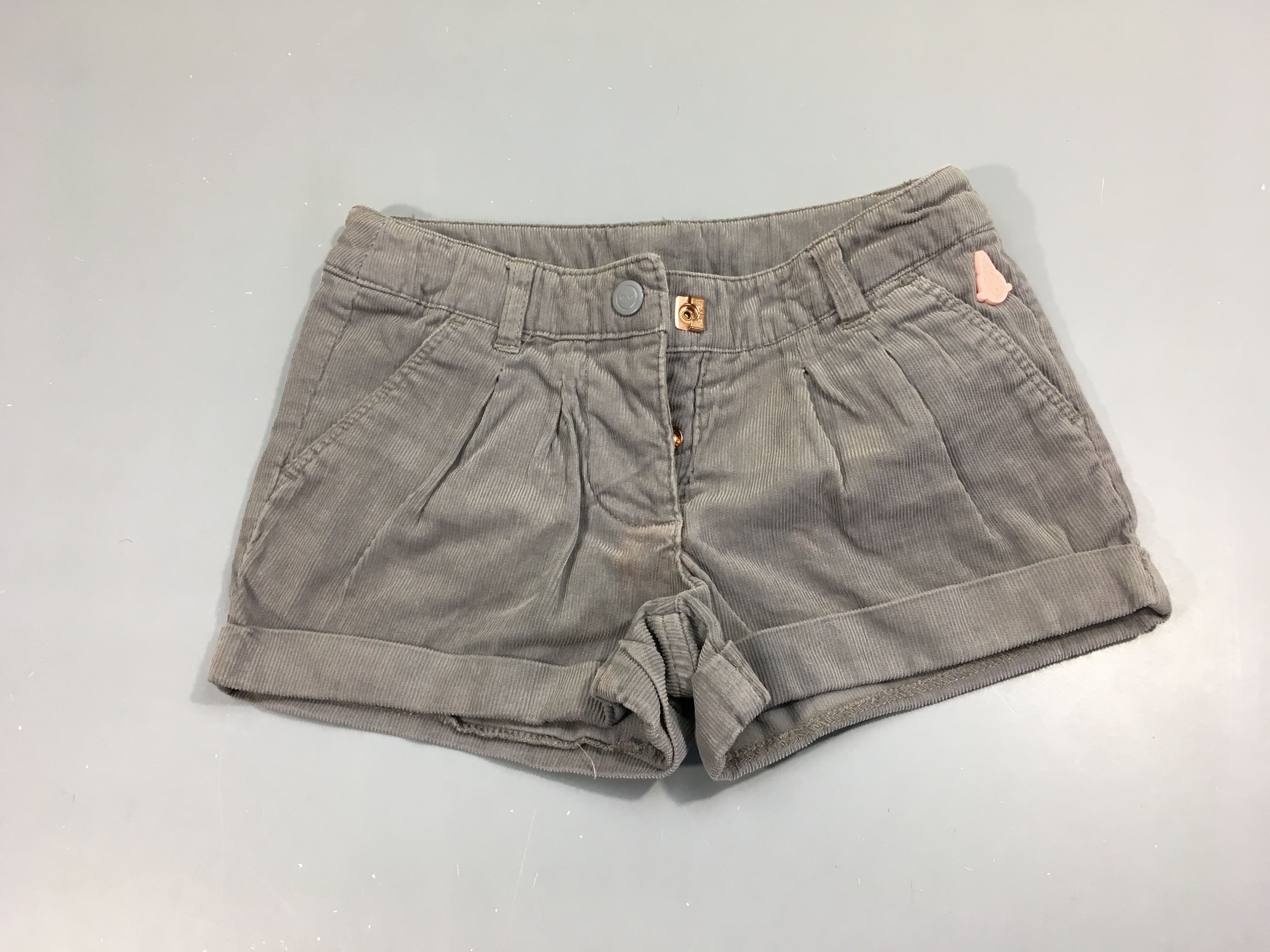 Short velours cotelé gris clair