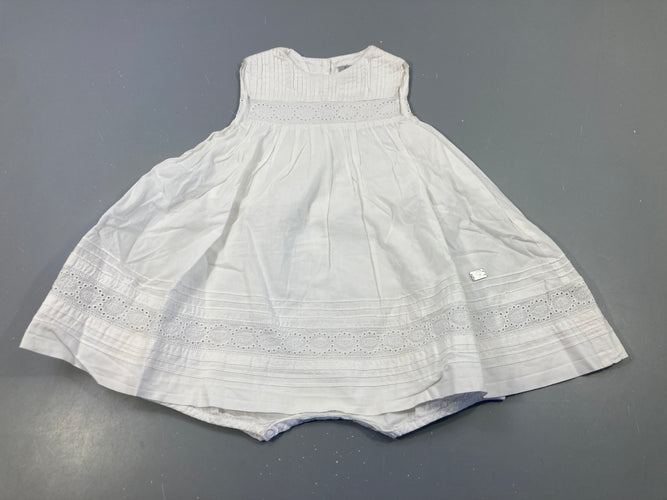 2 en 1 Robe- combi m.c blanche avec broderies, moins cher chez Petit Kiwi