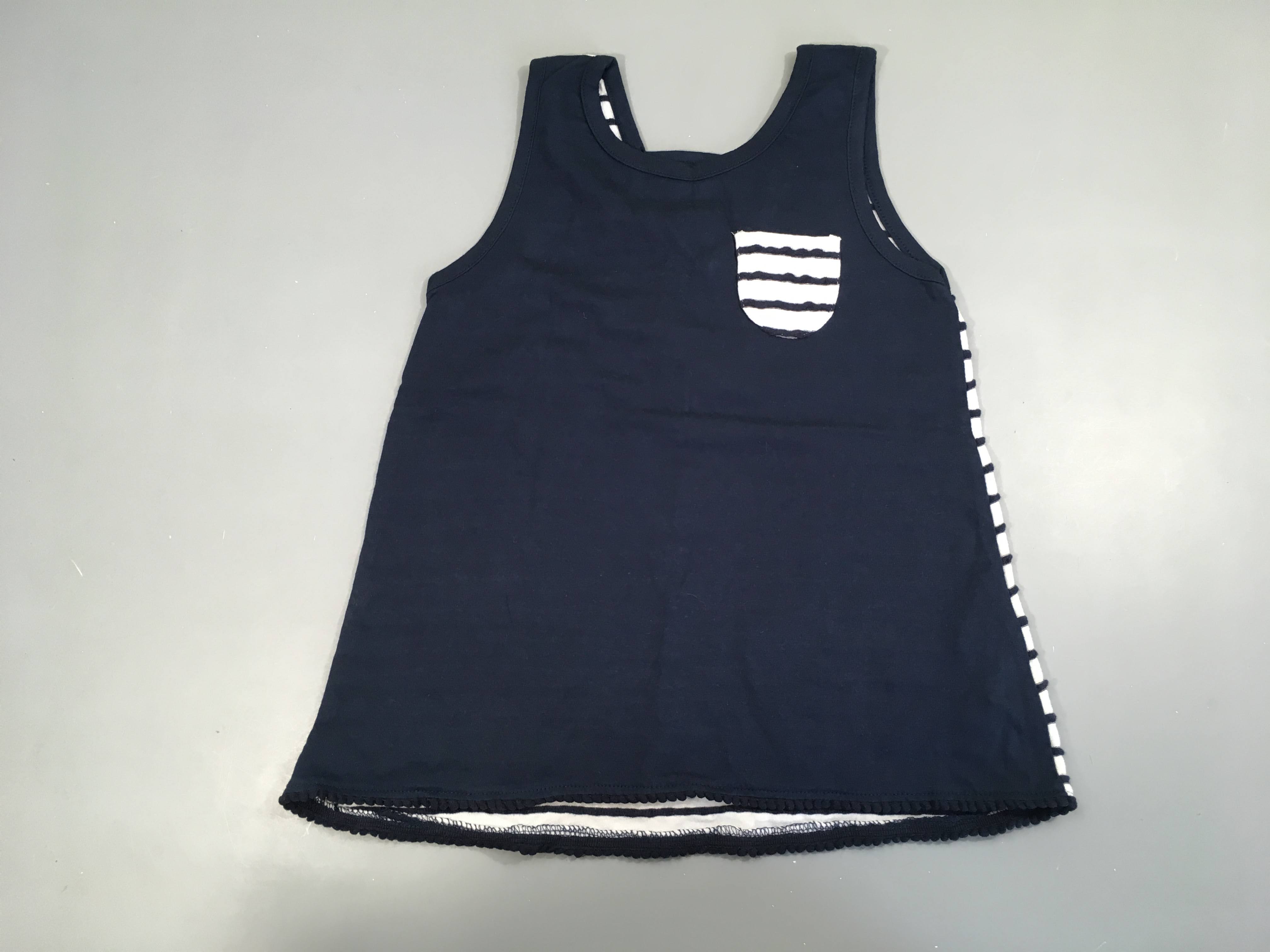 Débardeur bleu marine rayé blanc