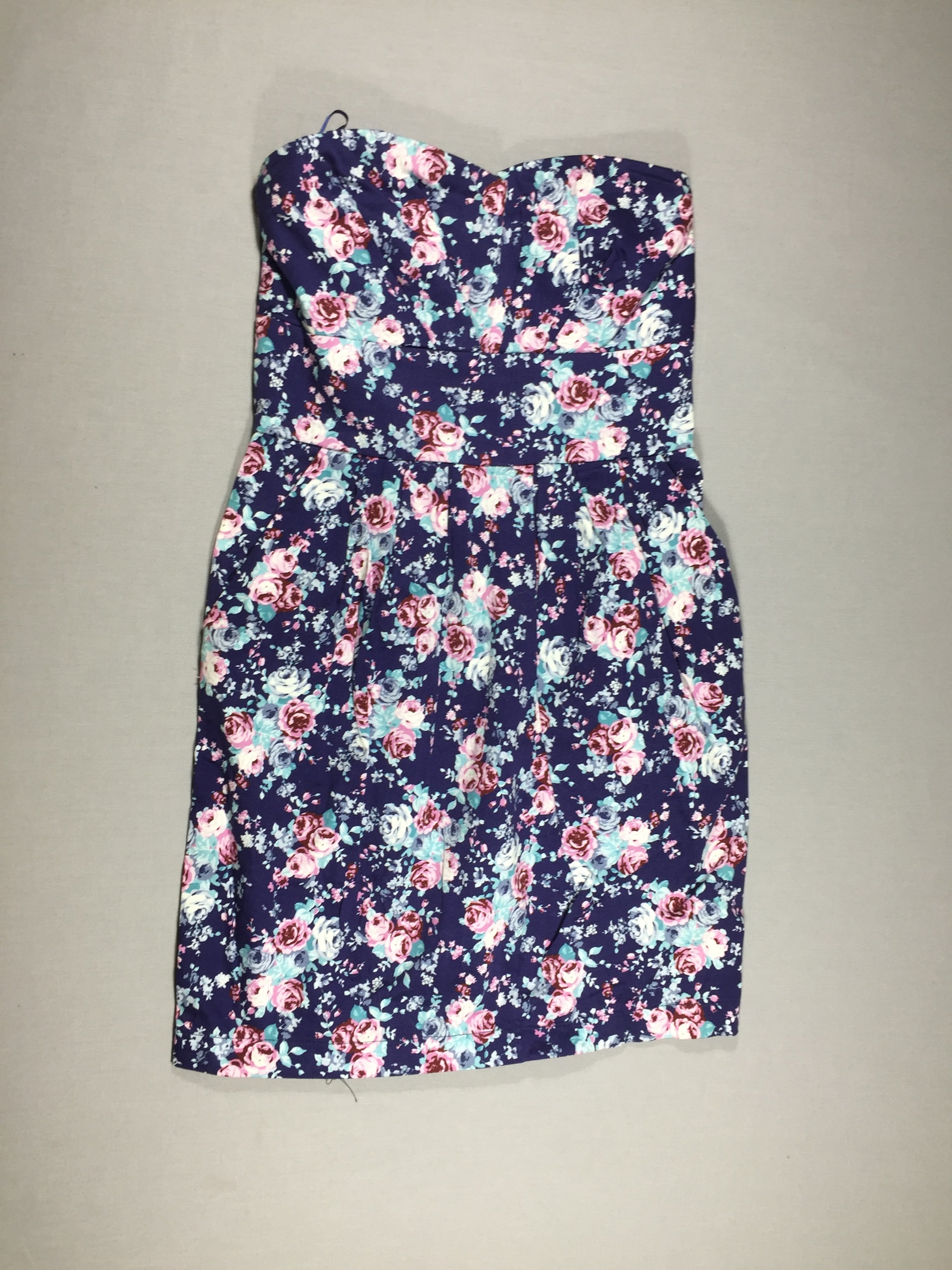 Robe bustier fleurie - bleu dur - S