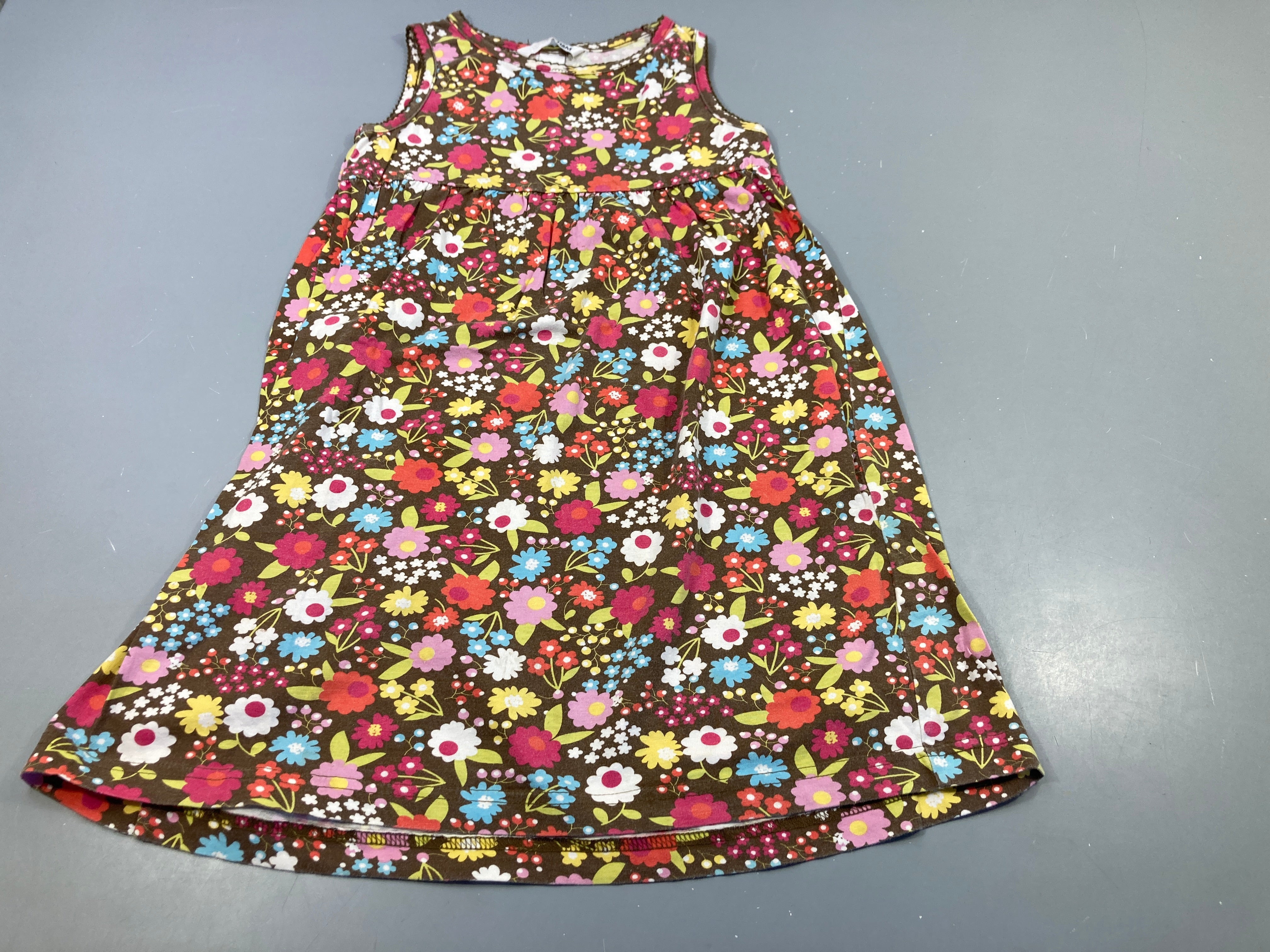 Robe m.c  jersey brune à fleurs