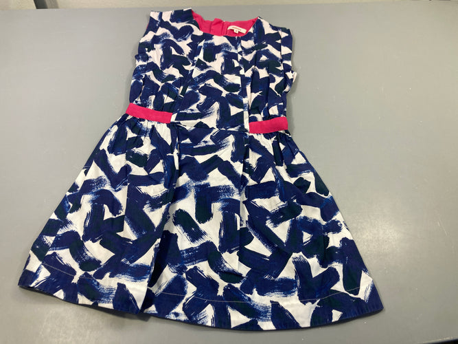 Robe m.c blanche motifs coups de pinceaux bleu marine, moins cher chez Petit Kiwi