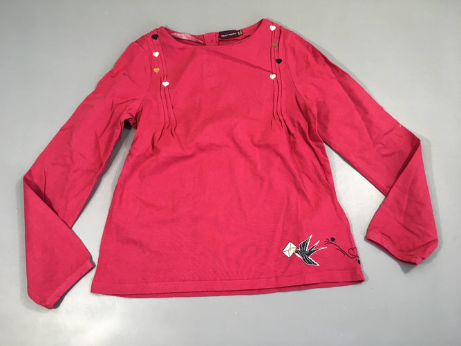 T-shirt m.l rose vif coeurs, moins cher chez Petit Kiwi