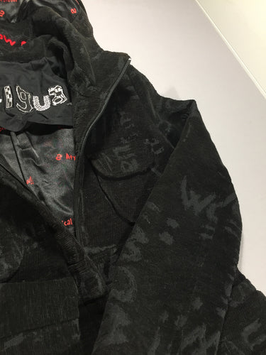 Manteau à capuche noir - écriture texturé - 36, moins cher chez Petit Kiwi