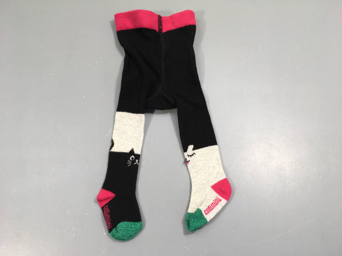 Collants noirs/gris avec chats, état Neuf, moins cher chez Petit Kiwi