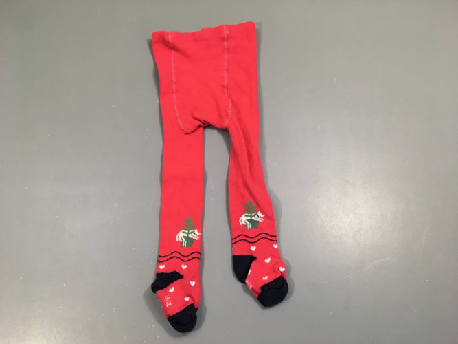 Collants rouges décor Noel, moins cher chez Petit Kiwi