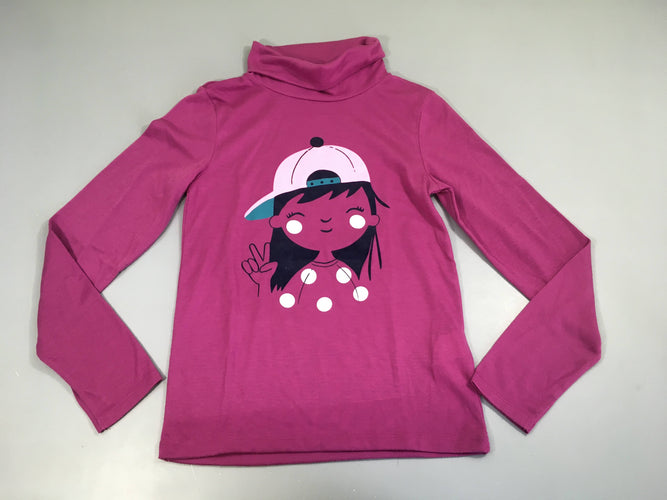 T-shirt col roulé mauve synthétique fille, moins cher chez Petit Kiwi
