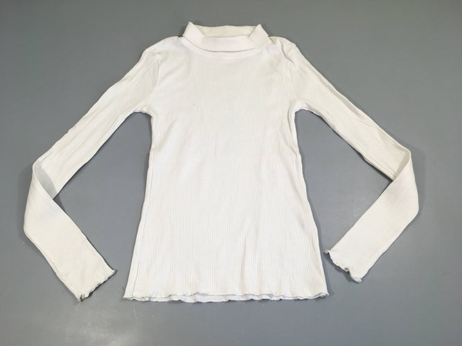 T-shirt col roulé côtes blanc, moins cher chez Petit Kiwi