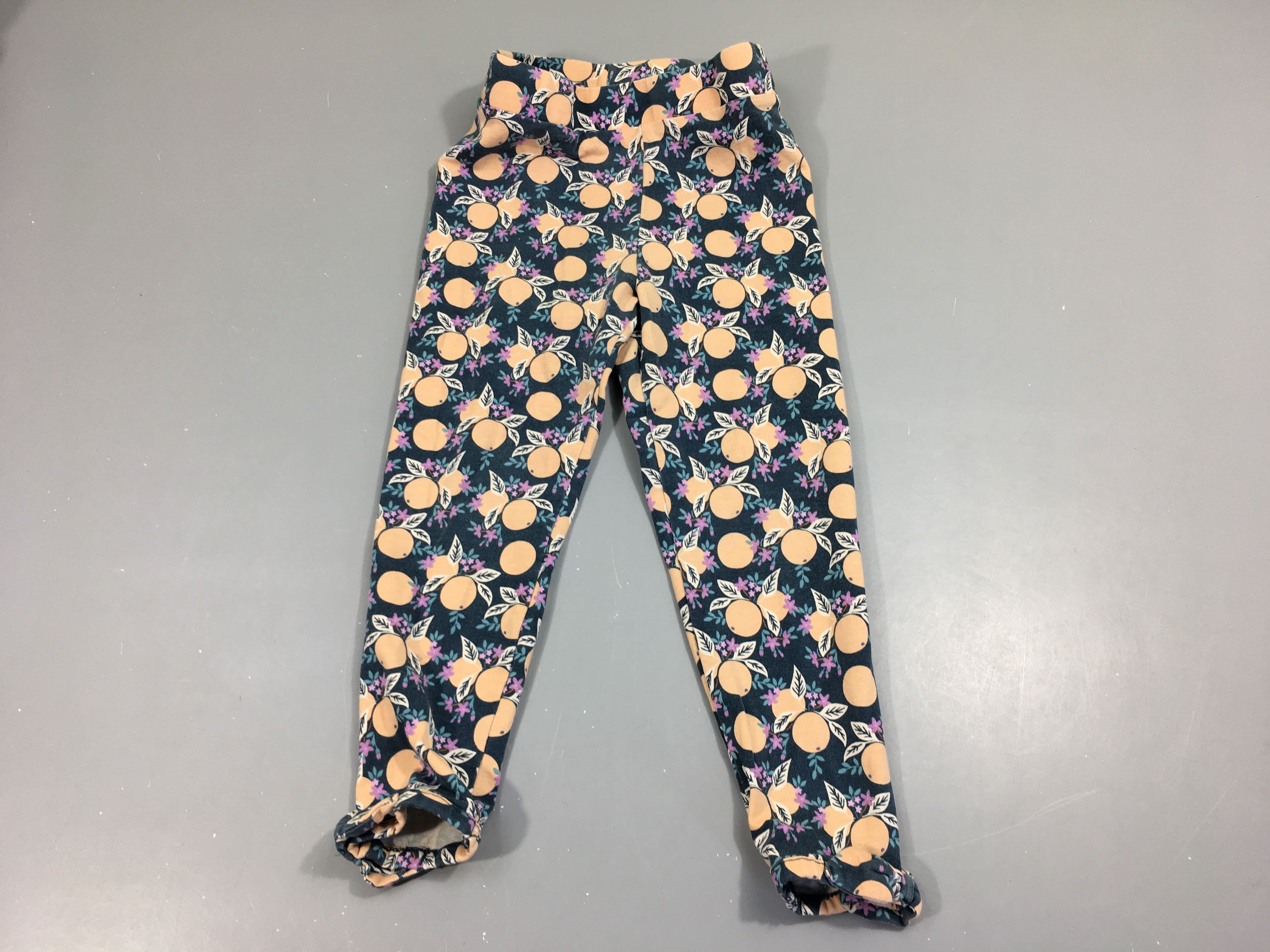 Legging jersey vert foncé oranges/fleurs