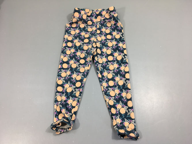 Legging jersey vert foncé oranges/fleurs, moins cher chez Petit Kiwi