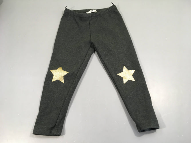 Legging molleton gris foncé étoiles aux genous, moins cher chez Petit Kiwi