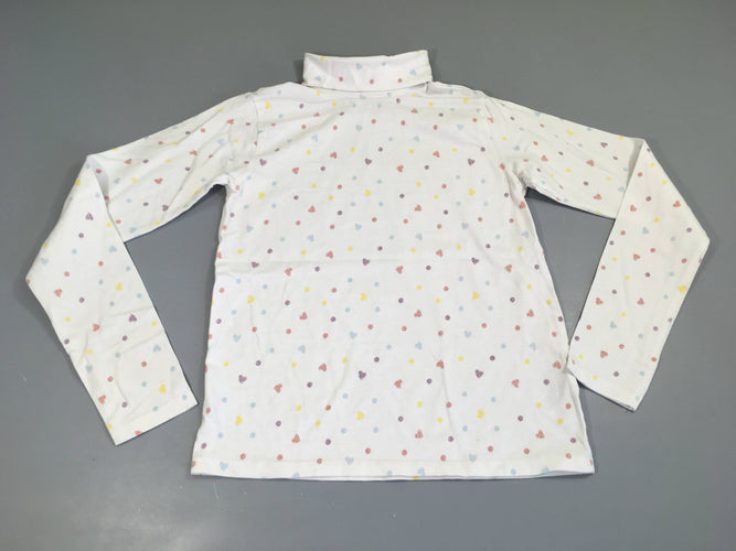 T-shirt col roulé blanc coeurs, moins cher chez Petit Kiwi