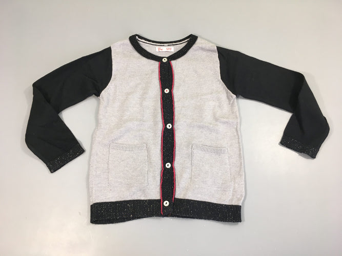 Gilet gris/noir, 10% laine, moins cher chez Petit Kiwi
