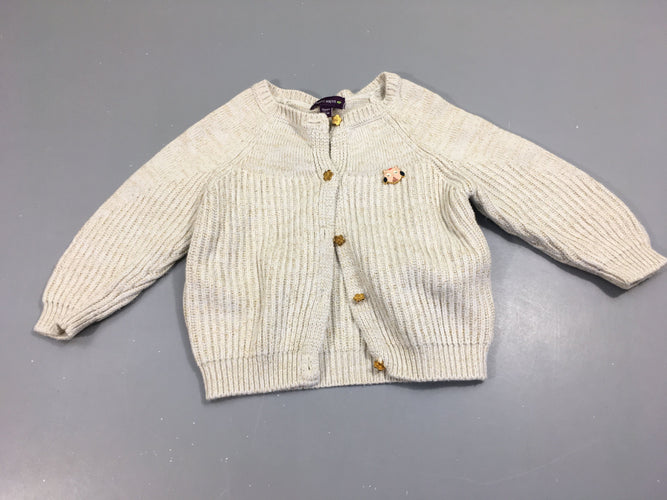 Gilet beige pailleté doré, moins cher chez Petit Kiwi