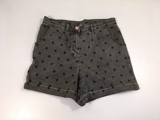 Short denim noir pois à revers, moins cher chez Petit Kiwi