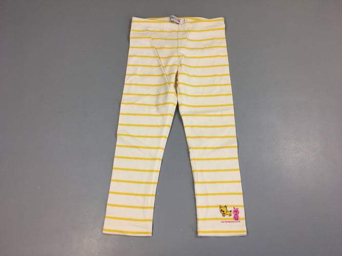 Legging blanc rayé jaune, moins cher chez Petit Kiwi
