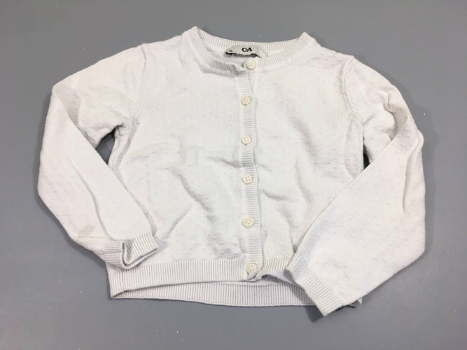 Gilet coton écru plumetis, moins cher chez Petit Kiwi