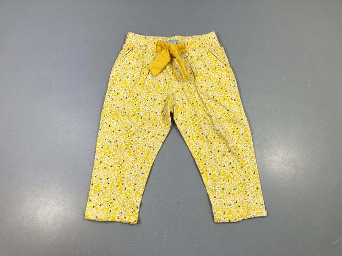 Pantalon jersey jaune feuillage noeud, moins cher chez Petit Kiwi