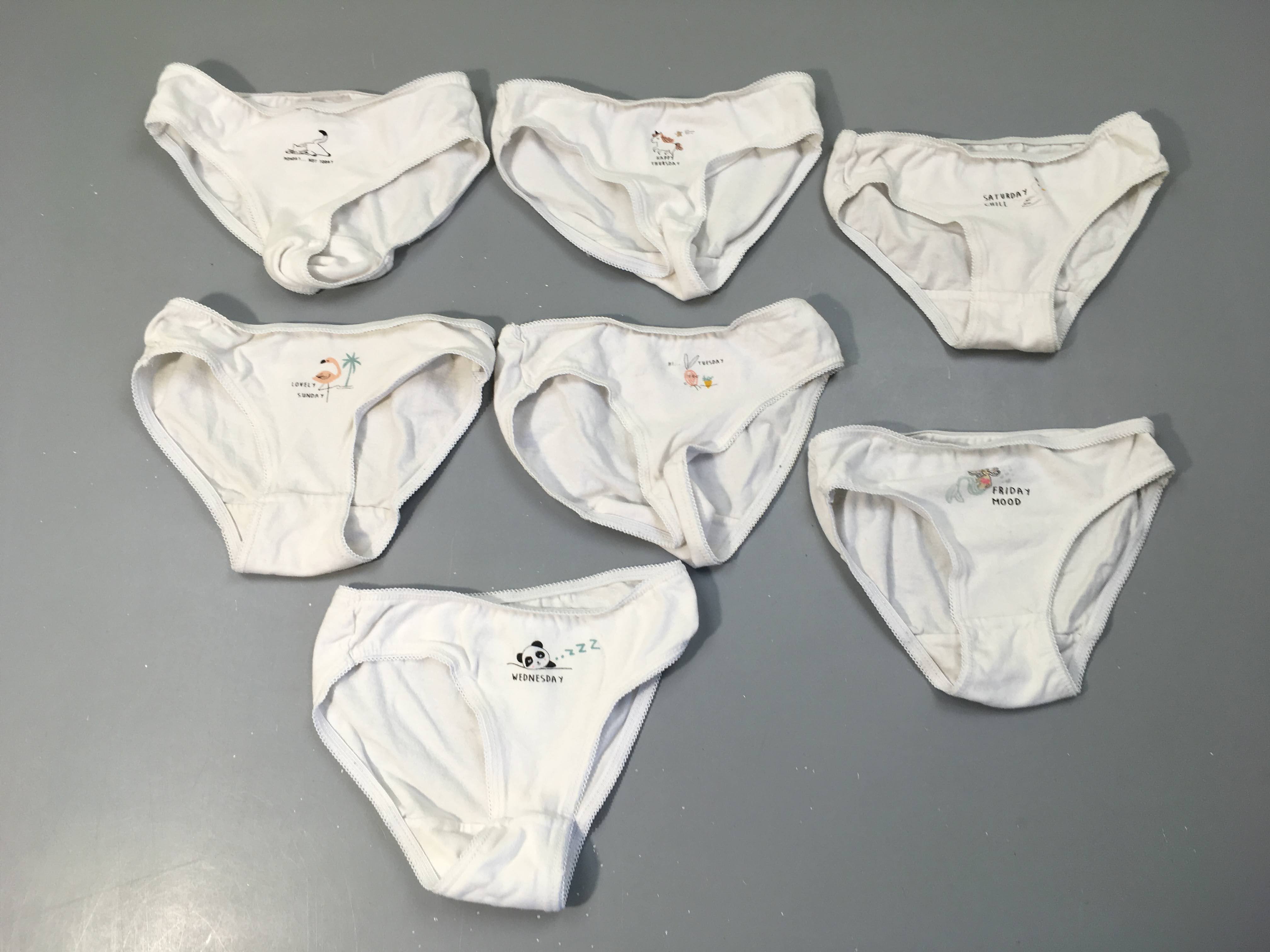 7 culottes blanc jours de la semaine