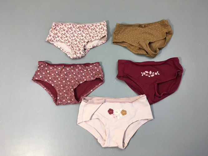 5 culottes  rose/brun fleurs, moins cher chez Petit Kiwi