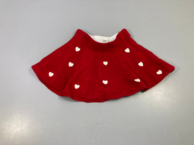 Jupe maille rouge coeurs, légèrement bouloché, moins cher chez Petit Kiwi
