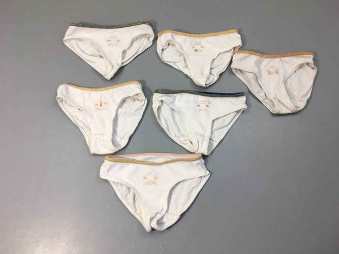 6 culottes blanc liserets dorés, moins cher chez Petit Kiwi