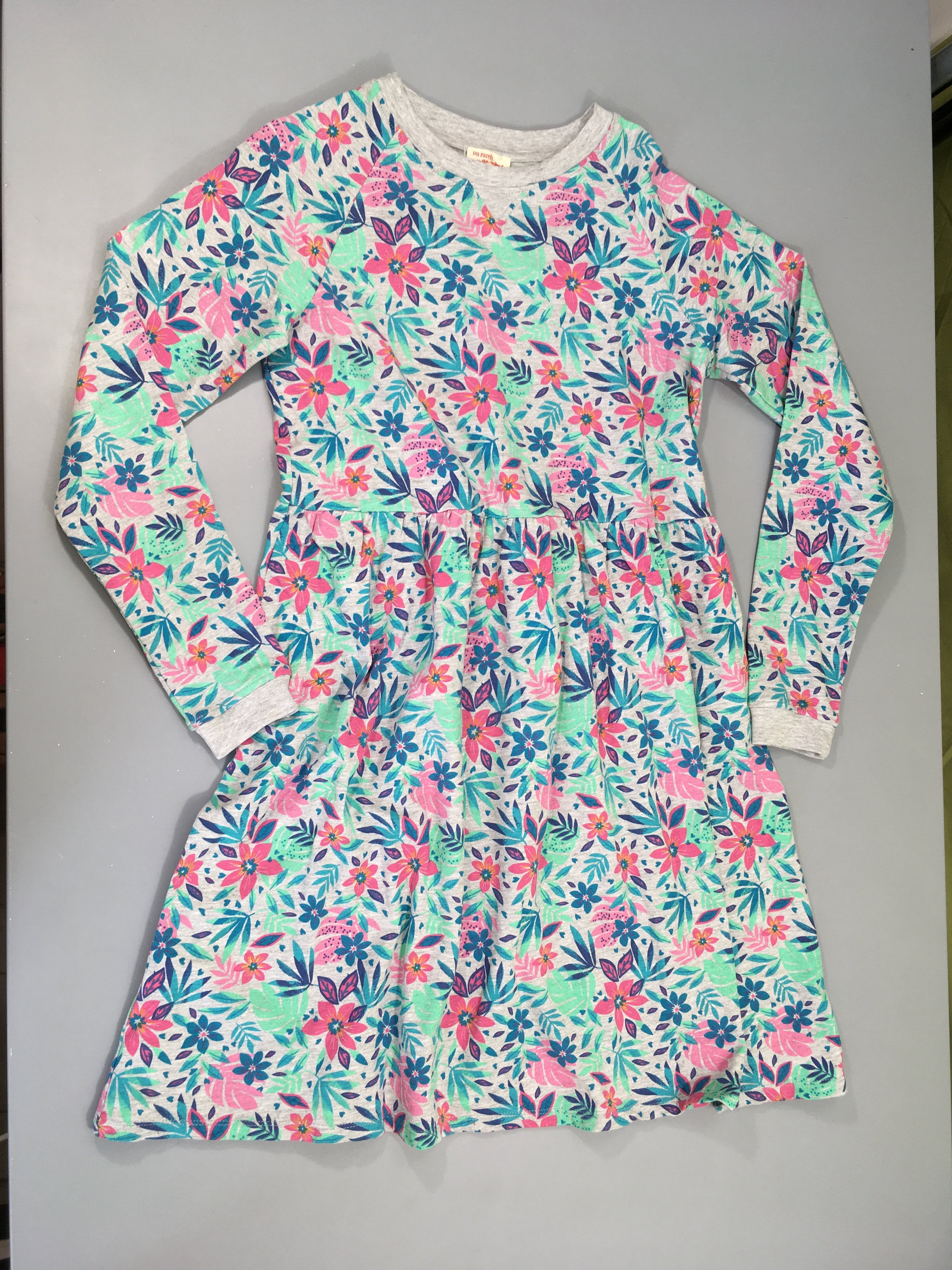 Robe m.l molleton gris chiné fleurs