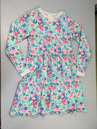 Robe m.l molleton gris chiné fleurs, moins cher chez Petit Kiwi