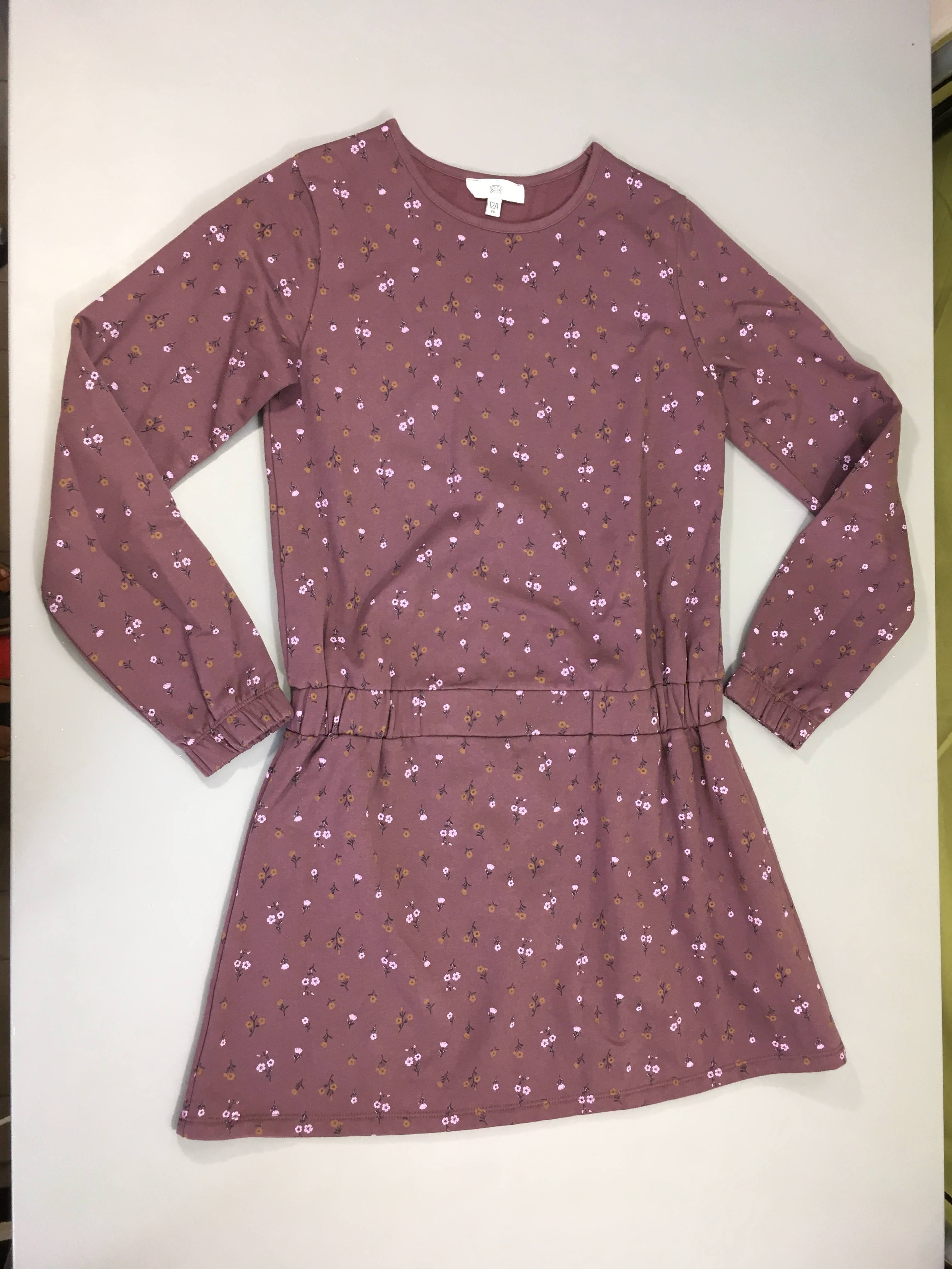 Robe m.lmolleton mauve fleurs