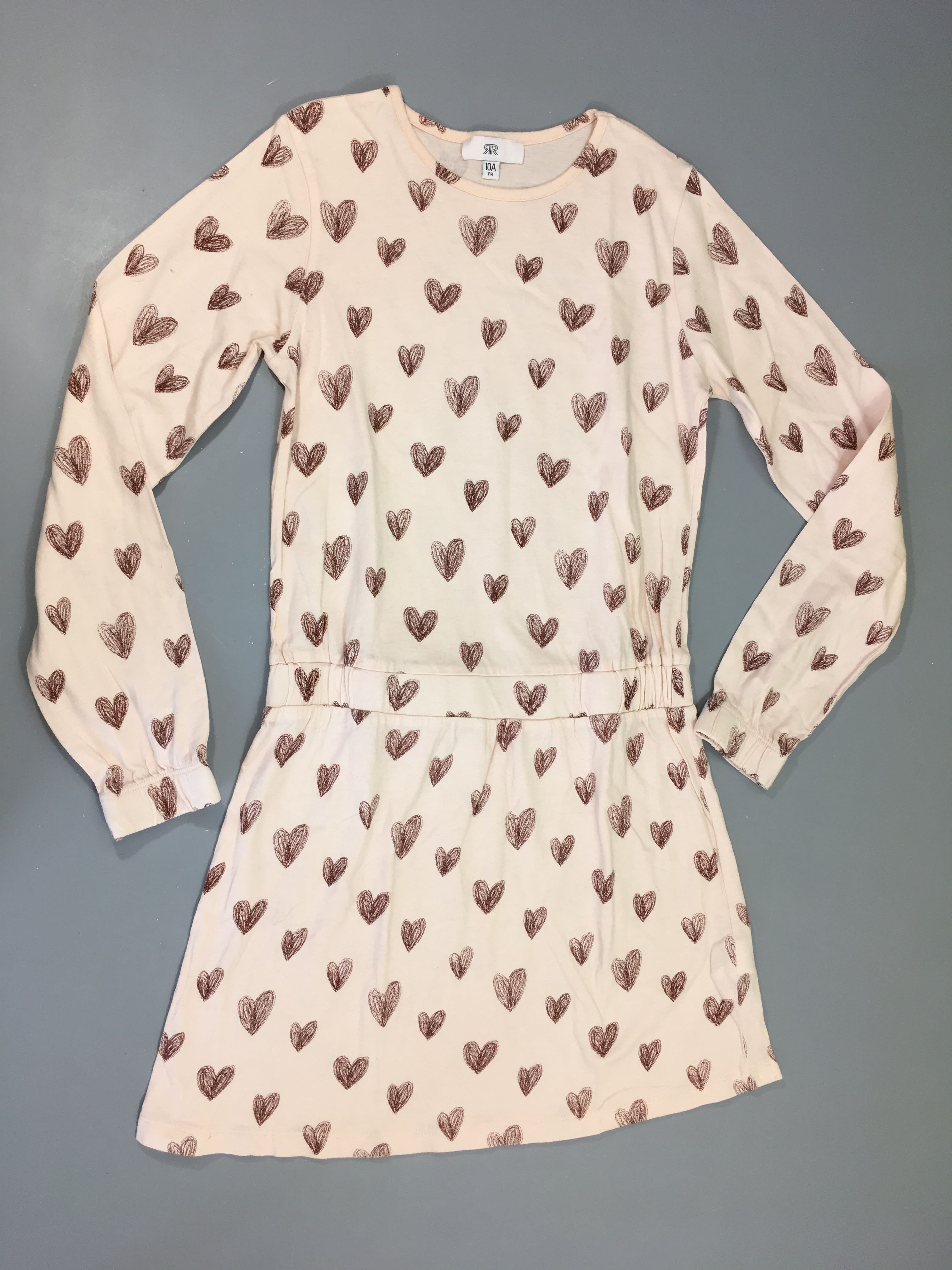 Robe m.l jersey rose coeurs, légèrement bouochée