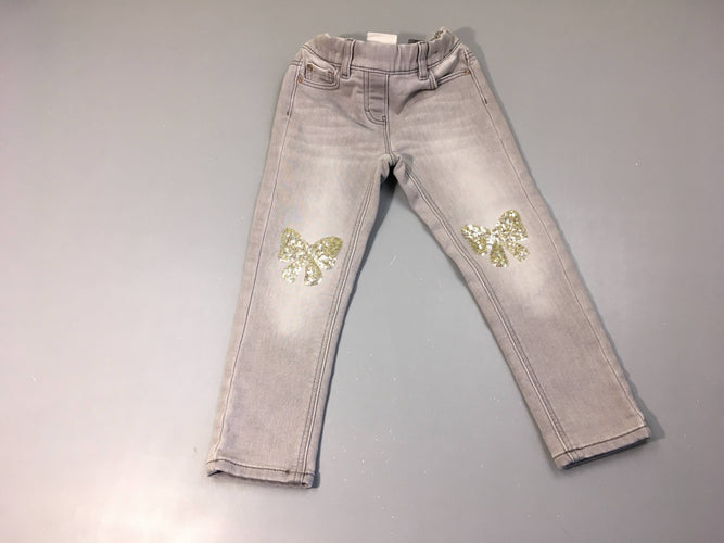 Jeans soft doublé thermo noeuds sur sequins, moins cher chez Petit Kiwi