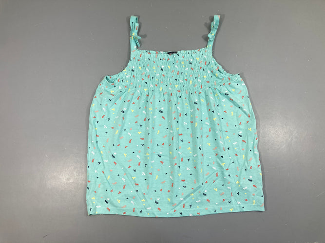 Top fines bretelles jersey vert fleurs, moins cher chez Petit Kiwi