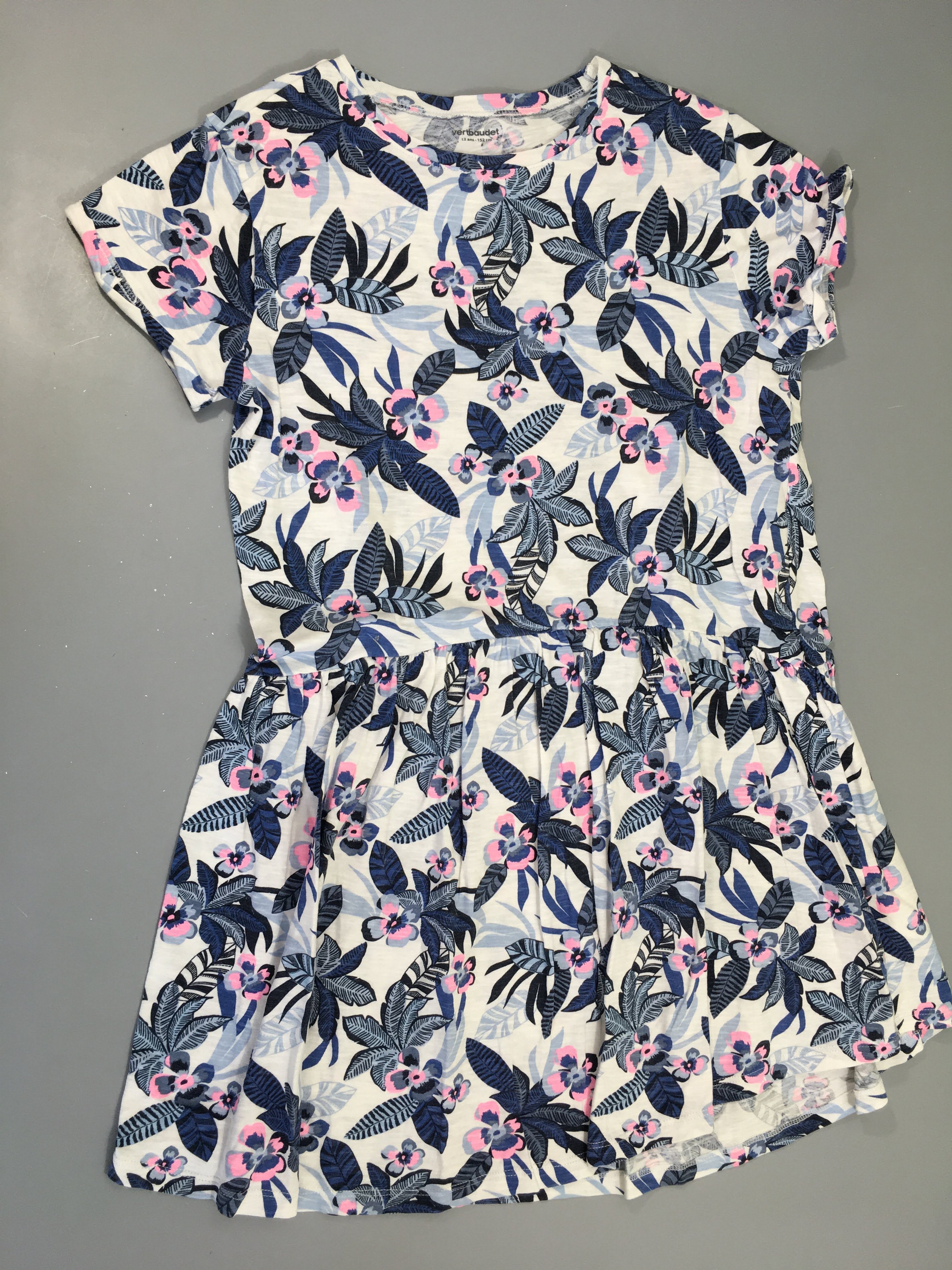 Robe m.c jersey blanc flammé fleurs