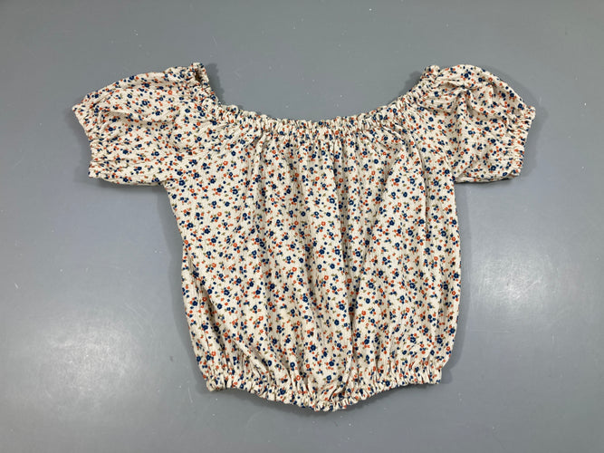 Blouse crêpe blanche fleurs, moins cher chez Petit Kiwi