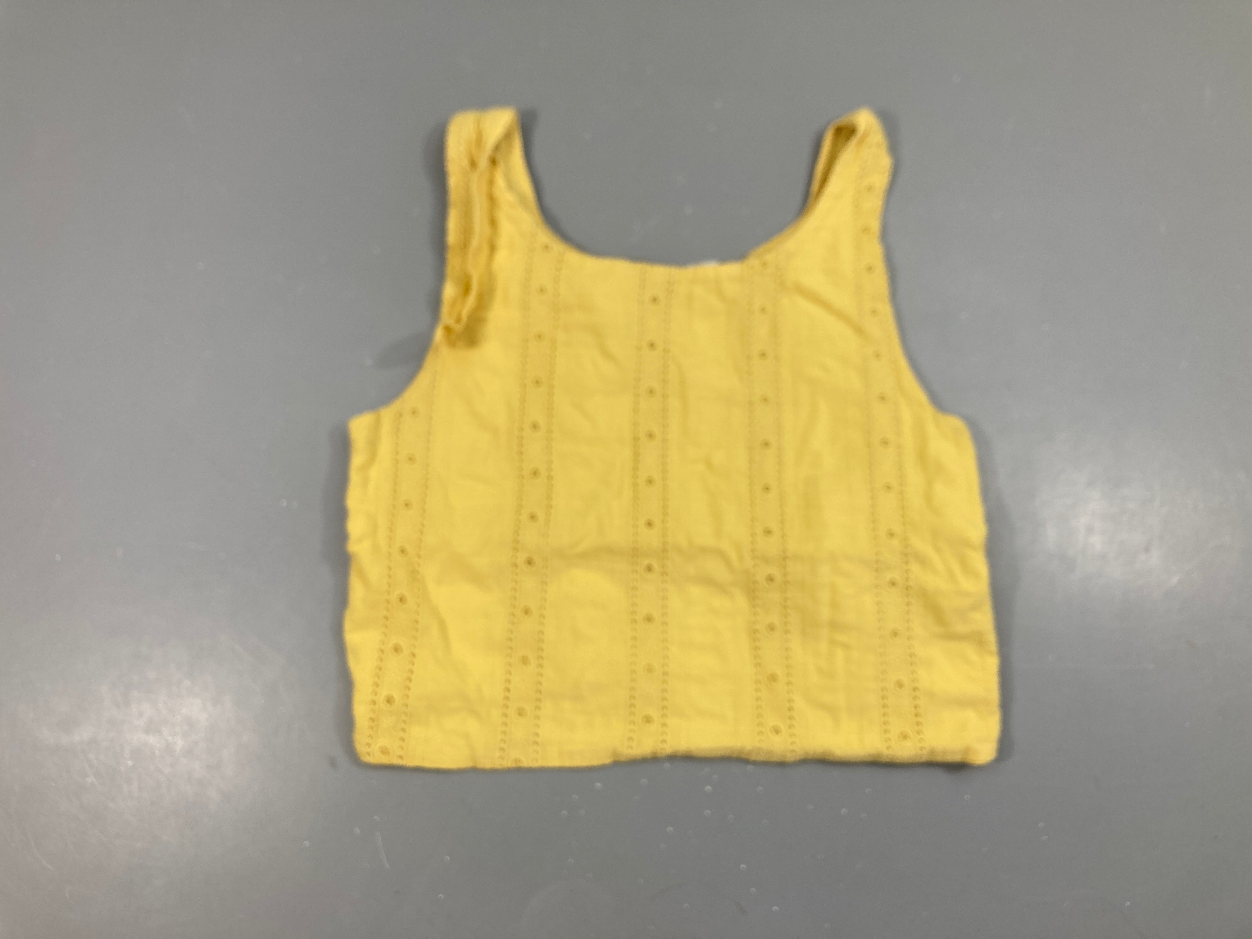 Blouse fines bretelles courte coton jaune