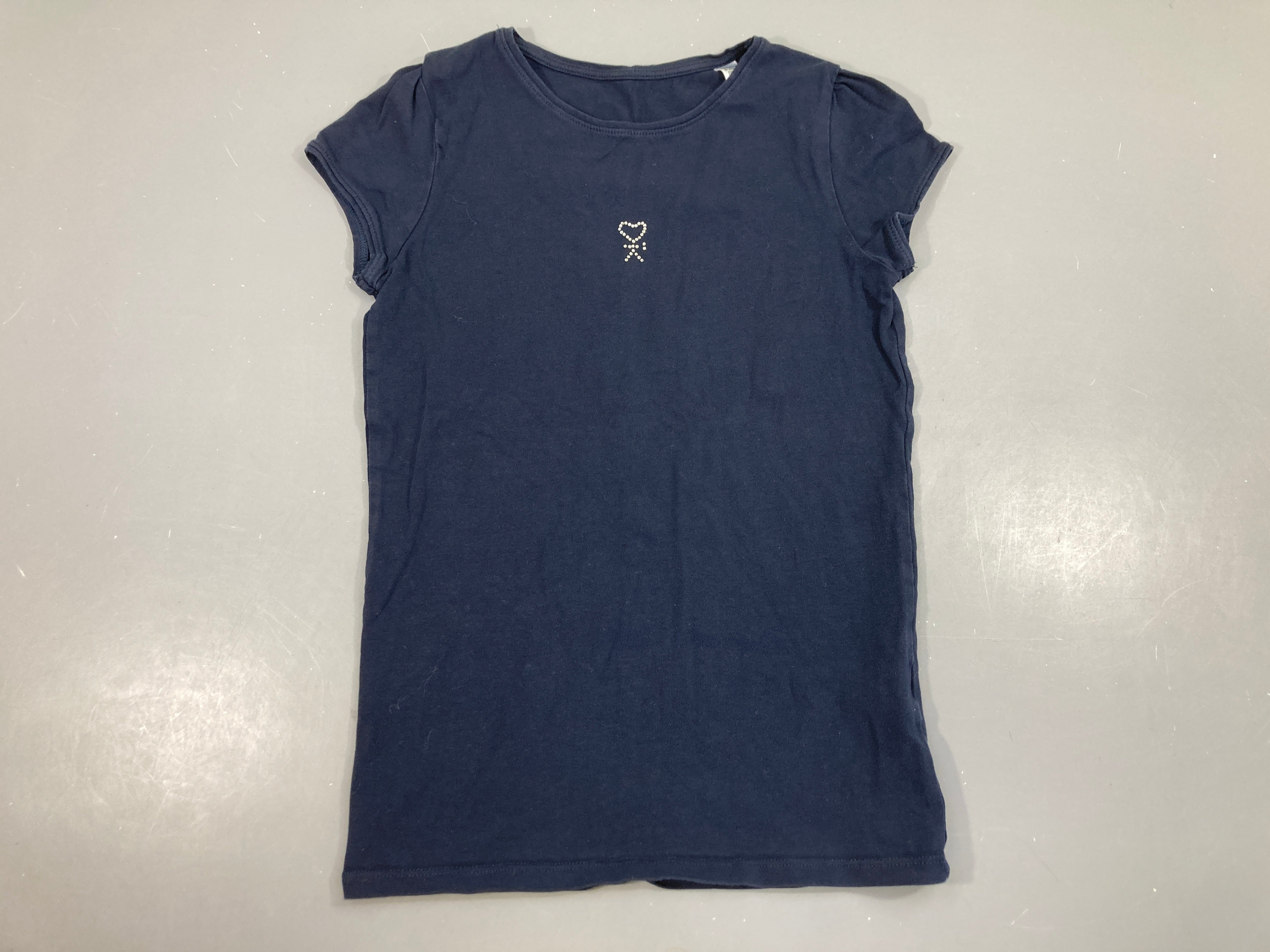 T-shirt m.l bleu marine strass