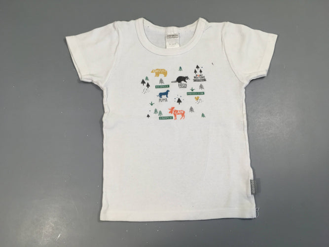 Chemisette m.c blanche animaux, moins cher chez Petit Kiwi