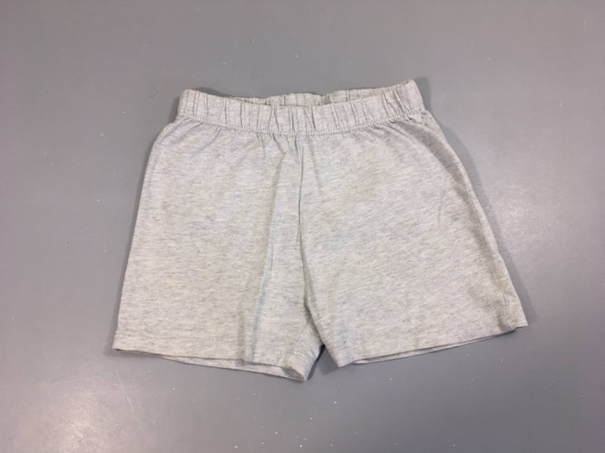 Bermuda gris chiné, un peu bouloché, moins cher chez Petit Kiwi